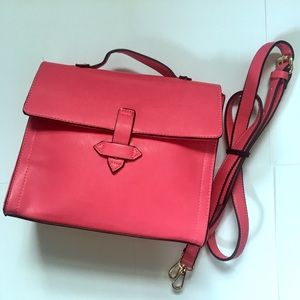 Worn 1x: Bright pink structured satchel with strap